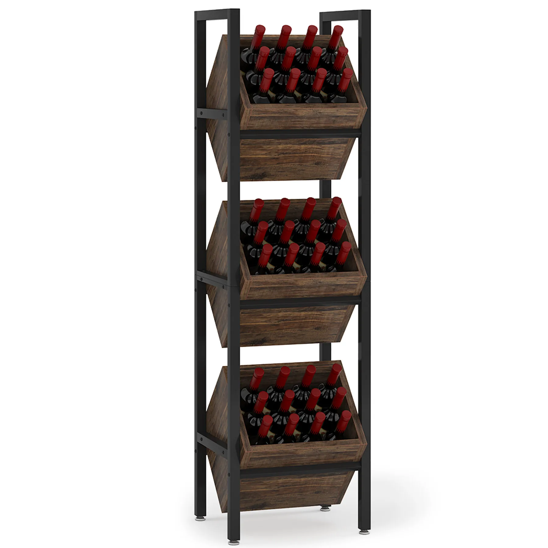 Tribesigns 3 Tier wine storage holders racks,  wood standing wine rack for sale wine holder