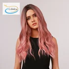 Hair Medium Parting Head Turns Brown To Pink Long Natural Straight Hair Rose Elastic Net Hat