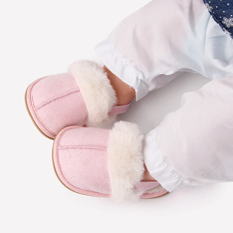 High Quality Add Plush Warm Baby Toddler slippers Anti-slip TPR Outsole factory