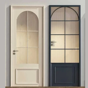 ALUFRONT Modern French Design Safety Front Aluminum Alloy Double Swing Door Fiberglass Waterproof for Exterior Use Hotels Villas