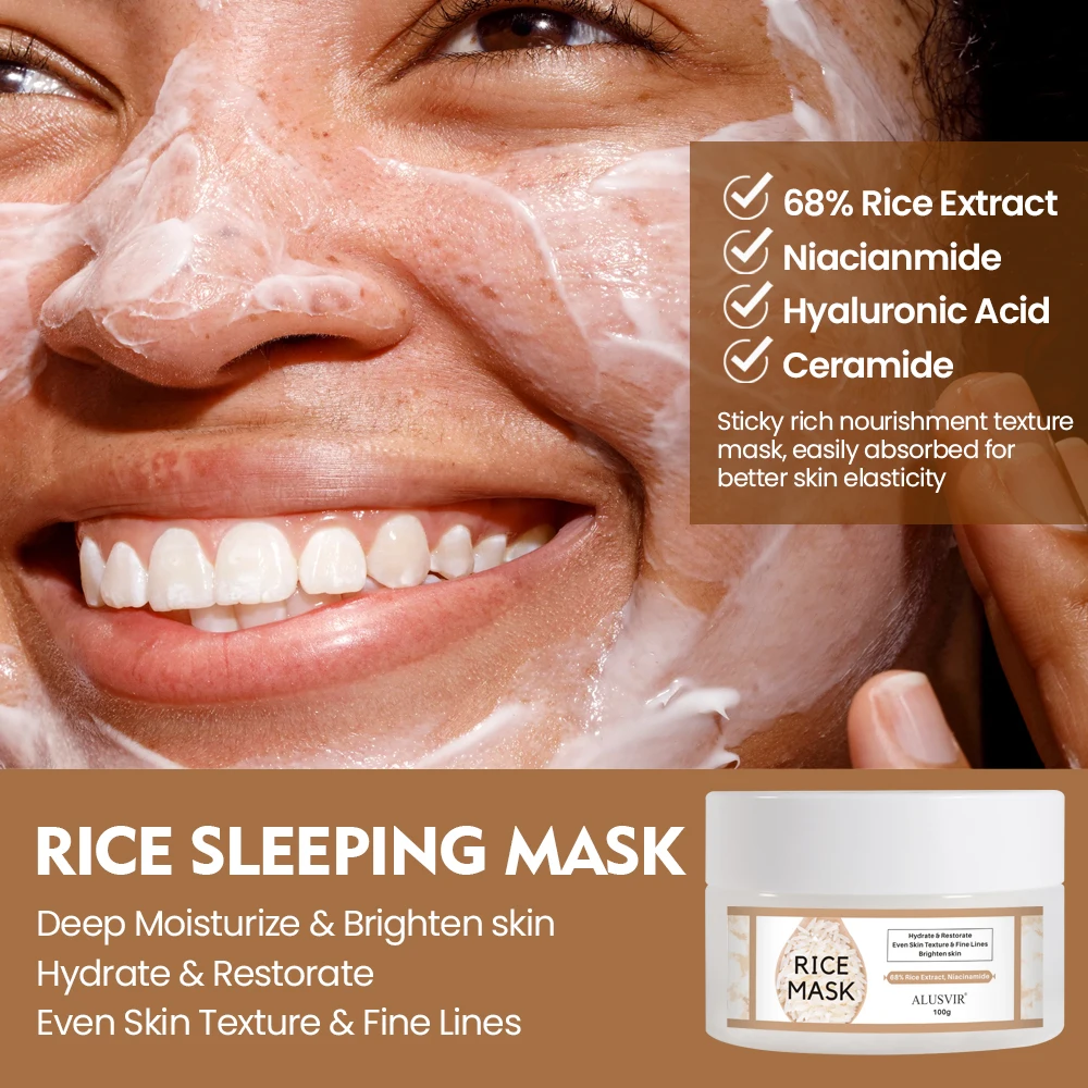 Rice Sleep Face Mask Cream Cosmetics Beauty Skin Care Products Natural Brightening Hydrating Facial Sleeping Mask Private Label