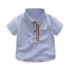 Boys Kids Summer Clothes Boys Striped Shirt Color Button Short Sleeve 2 Piece Suit