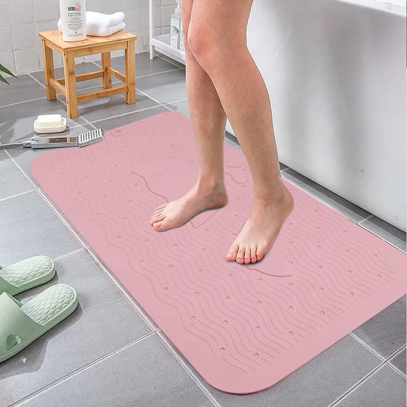 Customised  Non Slip Anti Bacterial Massage Silicone Bathtub Bathroom Mat Bath Shower Mat for Tub Bathroom