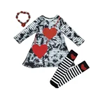 Winter Girl Dress Winter Girl Valentine Heart Long Sleeve With Purse Sock Tie Dye Dress