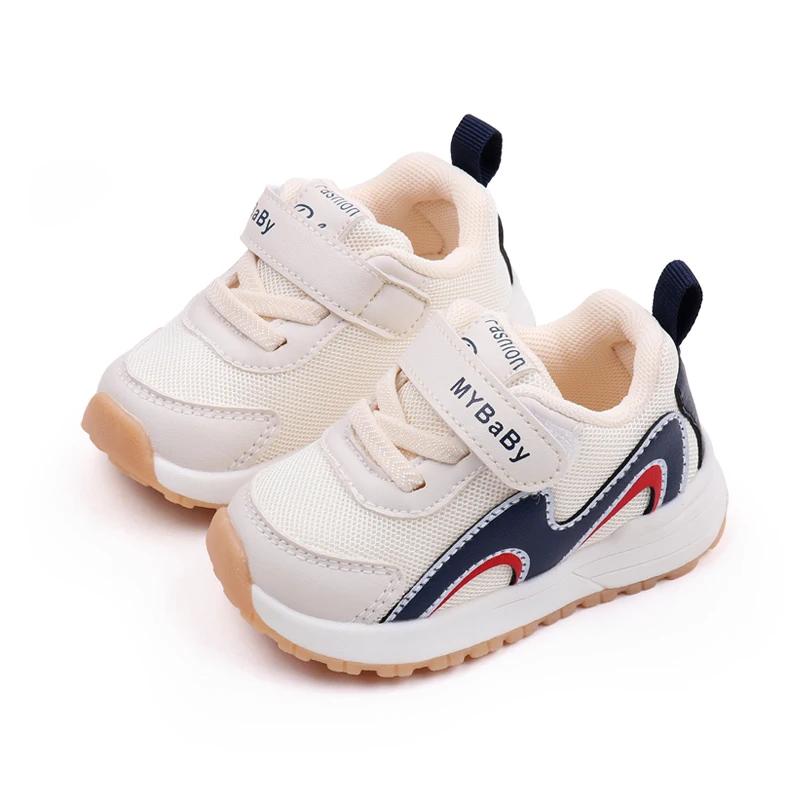 Wavy Stripes Casual Sports Style Small White Shoes for Girls and Boys Soft Soled Non-slip Functional Shoes factory