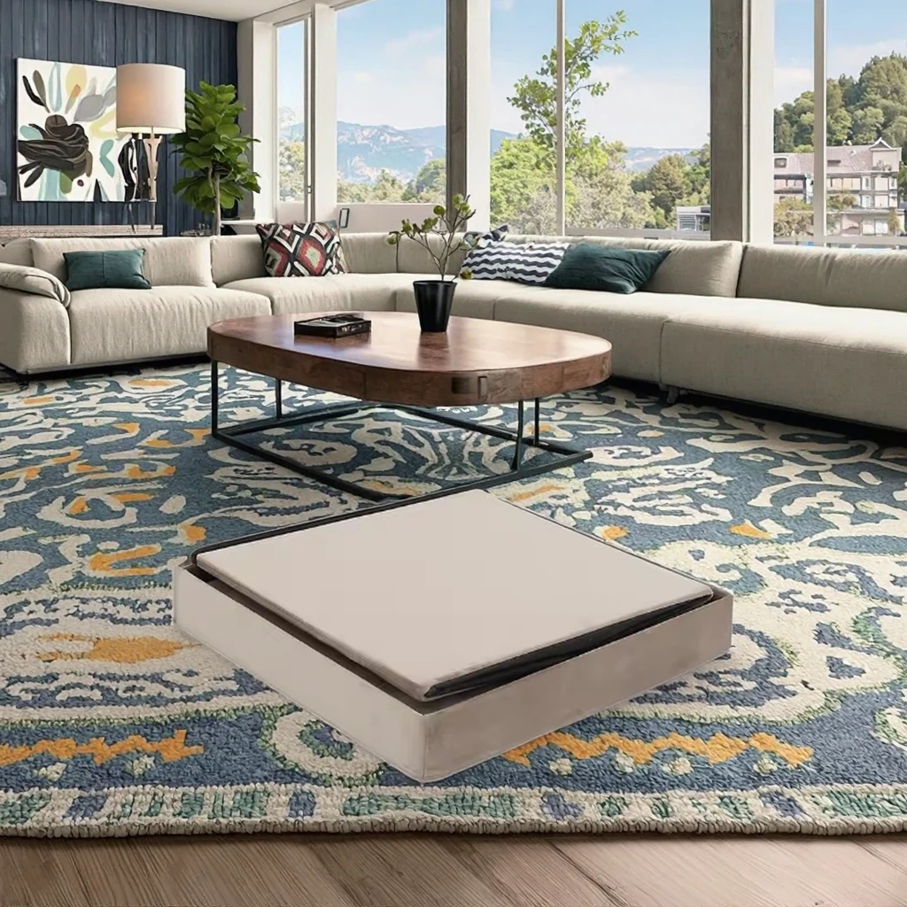 Wholesale Foldable Velvet Storage Stool Portable and Adjustable with Diamond Trim Cover for Bedroom Fashionable Square Design details