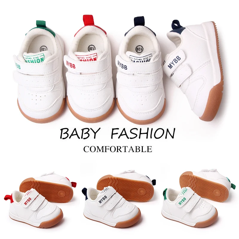 Spring and Autumn Sports Style Soft Sole Anti-slip Wear-resistant Baby Walking Small White Shoes factory