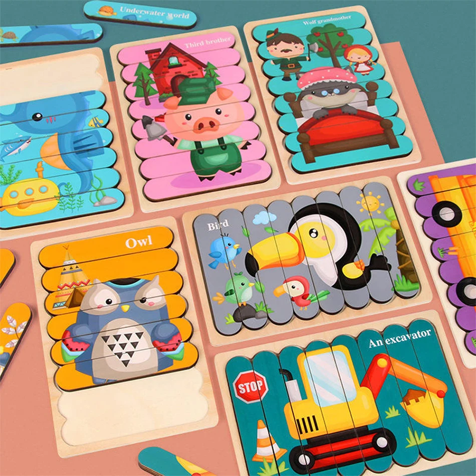 SOLI Children 3D Wood Jigsaw Puzzle, Jigsaw Wooden Puzzles, Animal Shaped Jigsaw 3D Wooden Puzzle Kids Toy