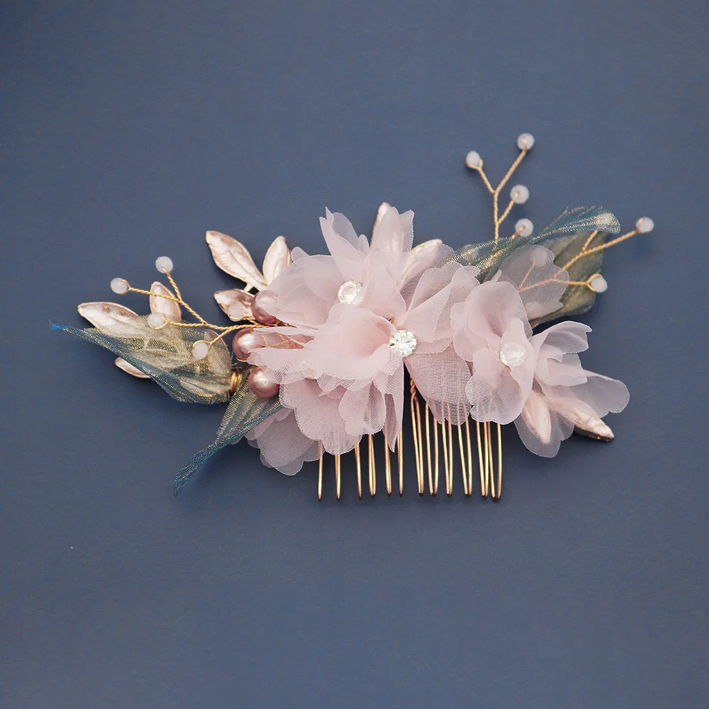 Pink Lace Flower Hair Jewelry Handmade Design Gold Plated Hair Comb Wedding  Bridal Hair Accessories Yiwu Commodities - Buy Handmade Wired Crystal Lace  Leaf Flower Bridal Hair Comb Wedding Hair Accessories Women