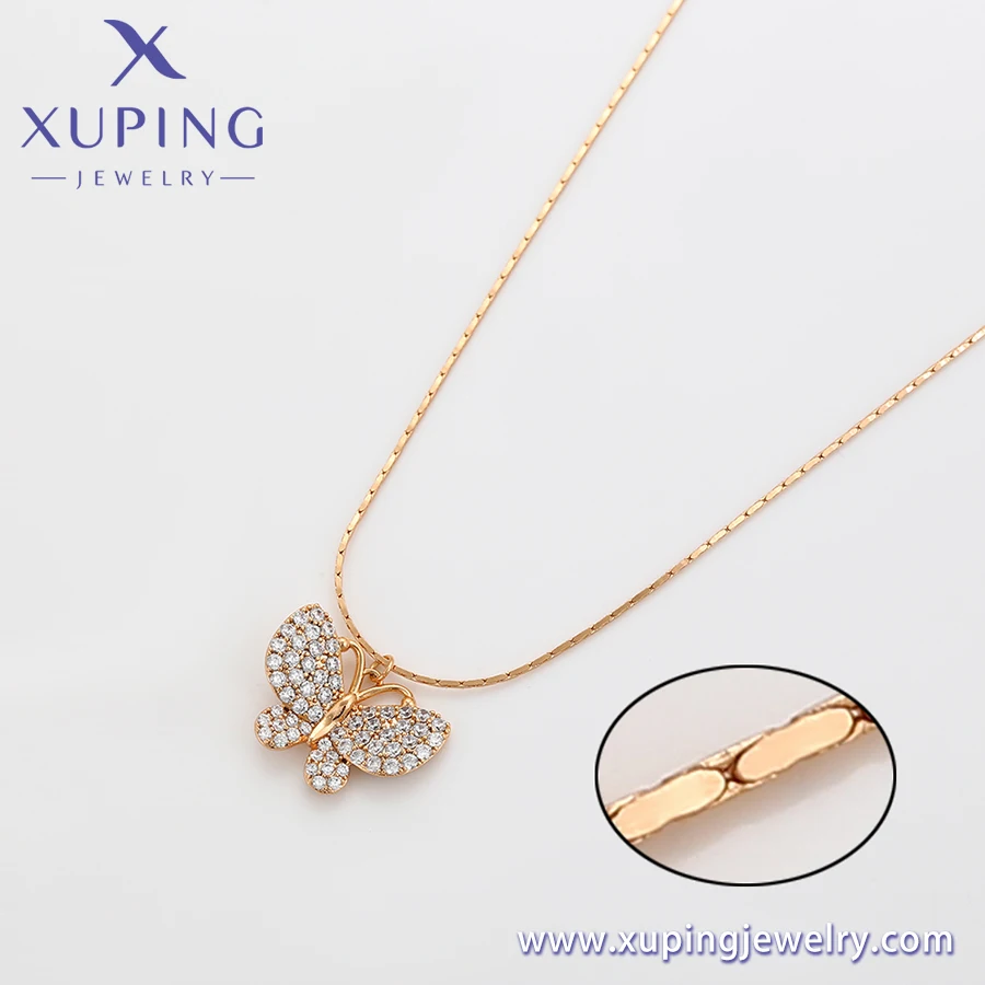 A00901798 xuping jewelry butterfly diamond 18K gold necklace niche design elegant choker women fashion simple necklace