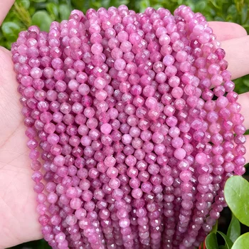 JSES A++ Natural Pink Tourmaline 2 3 4mm Faceted Beads Loose Gemstone Beads for Jewelry Making Wholesale Crystal And Stone Beads