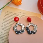 Earrings Retro Black And White Polka Dot Earrings Temperament Hepburn Style Earrings Ear Clip Earrings