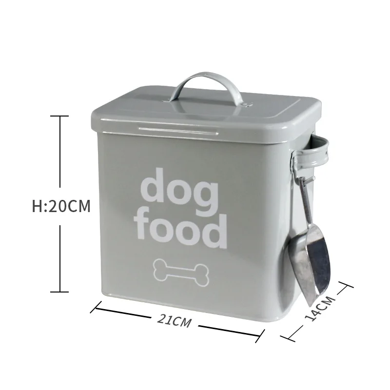E-commerce Hot-selling Iron Pet sealed Grain Snack Can Cat and Dog Dry Food Storage Pet Food Storage Box with Scoop