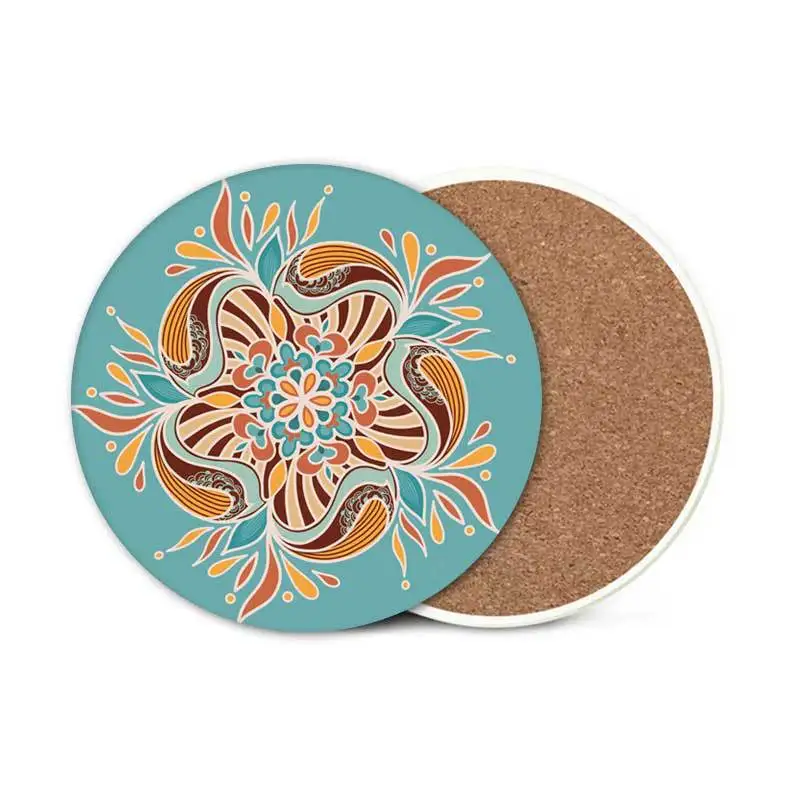 USSE Customized Ceramic Coasters, Best Absorbent Drink Round Ceramic Table Coasters Set Decorative Coffee Cup Beverage Coasters