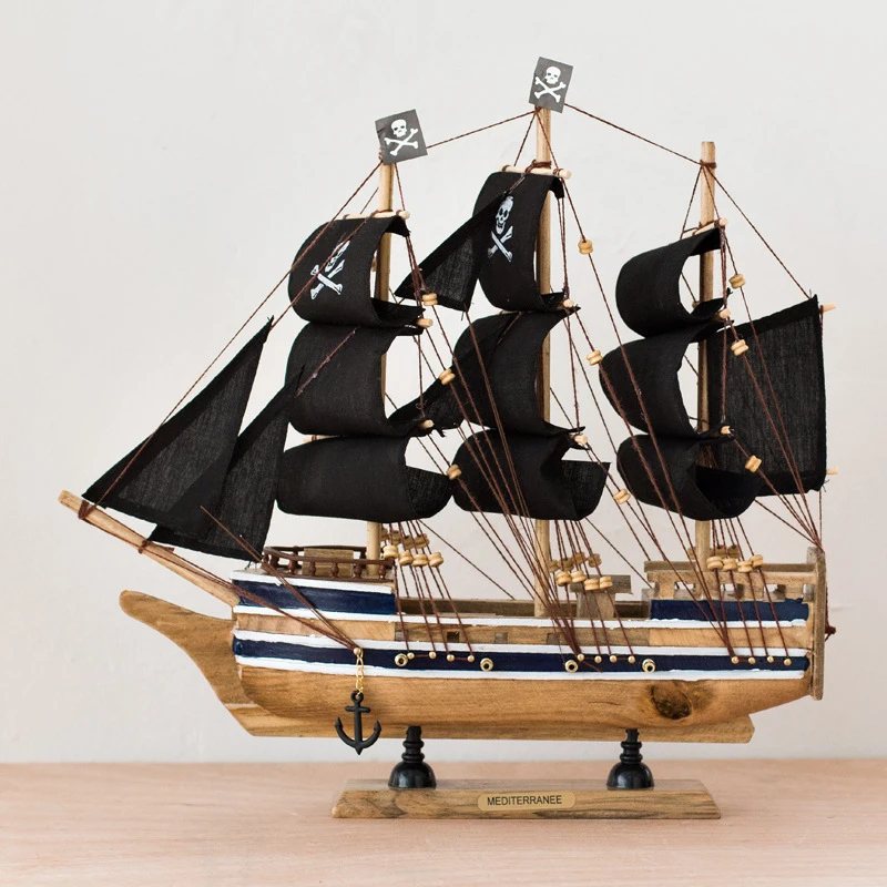 16cm Hand-made Pine Wooden Sailing Craft Ship Sailing Boat Model Home Decor Toy 