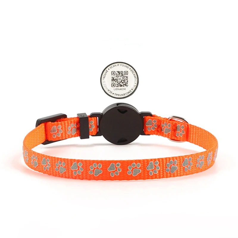 Hot Selling Silicone Reflective Dog Collar with QR Code & Paw ID Tags Durable Print Anti-Loss Tracking for Dogs