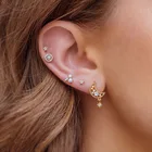 Stars Stud Studstar Hot Sale Stars Moon Flower 7sets Gold Plated Cubic Zircon Stud Earrings Set For Women
