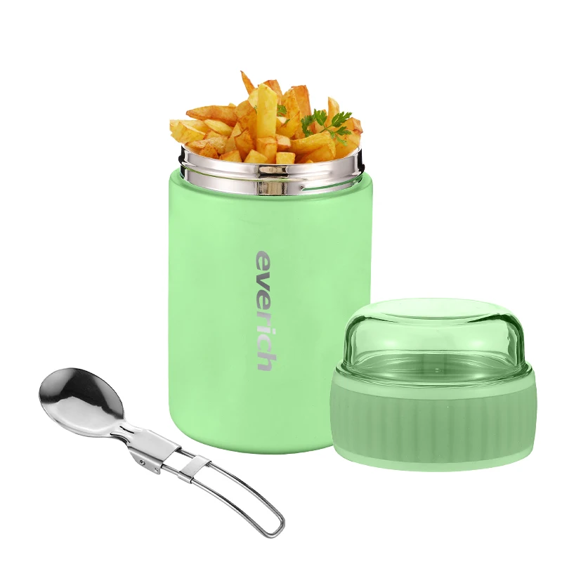 Customized Color Durable Stainless Steel Inner Vacuum Food Jar Kids Lunch Box with Spoon