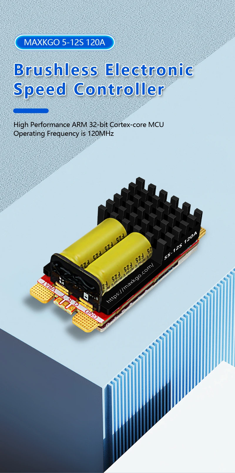 Brushless Speed Controller, MAXKGO, 120A, 5-12S, AM32 - detail 2