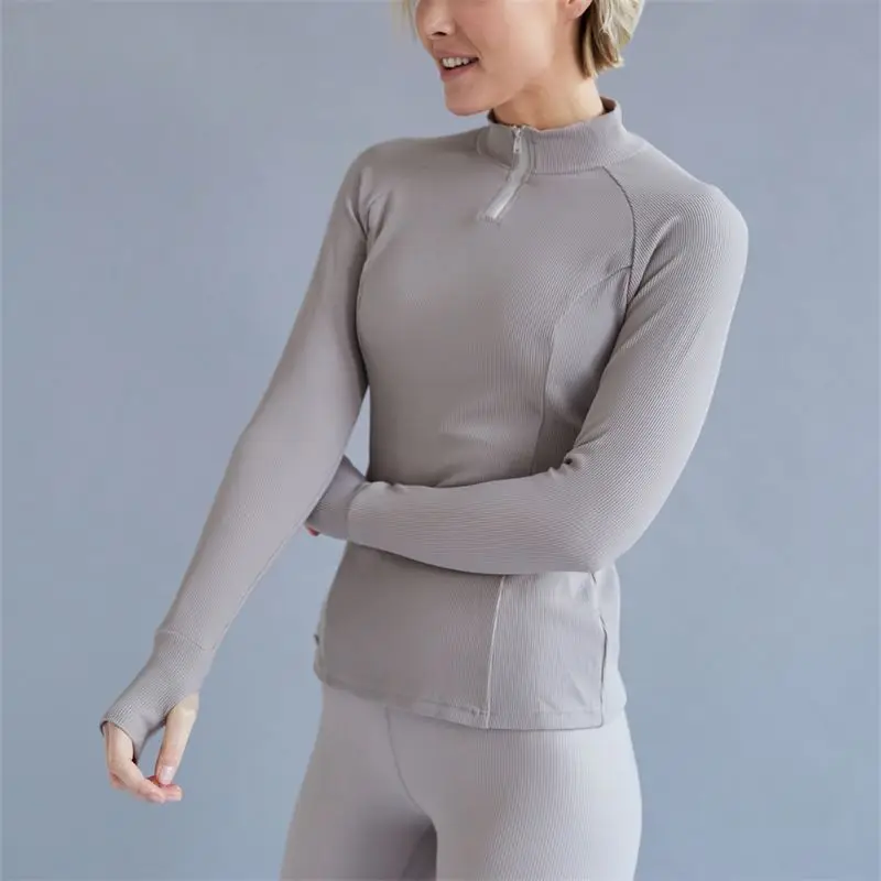 ECBC New Ladies 3 Piece Ribbed Running Sustainable Nude Workout Gym Fitness Yoga Pants Sportswear Activewear Set With Jacket