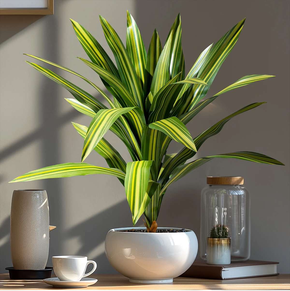 Durable Indoor/Outdoor Home Office Decor Large Green Palm Bonsai Tree Artificial Grass with Silk Material in Plastic Pot supplier