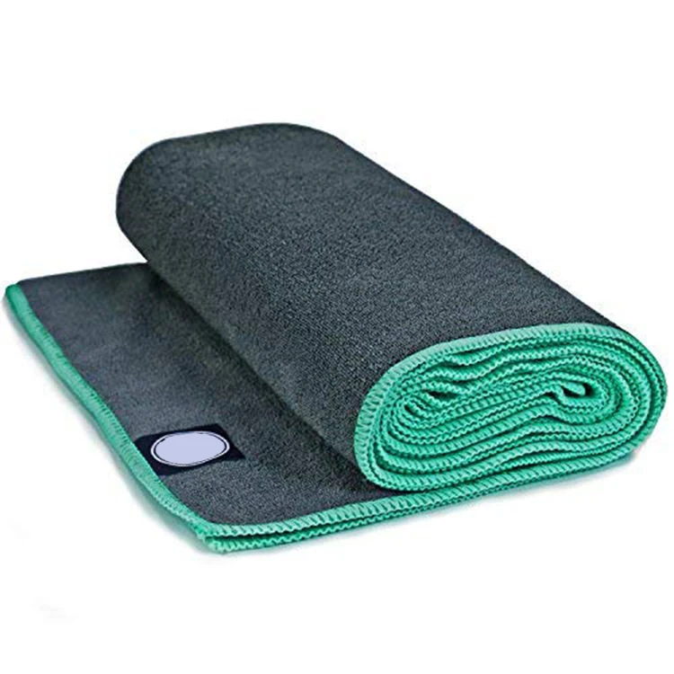 Custom Logo Towel With Corner Pocket Comfortable Printed Polyester Hot Yoga Non Slip Mat Towel