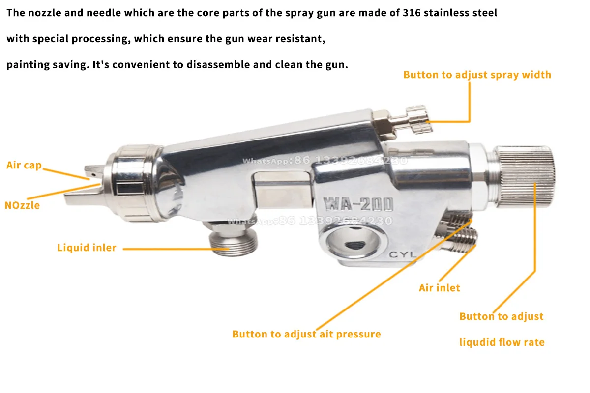 Atomizing Auto Spray Pressure Feed Spray Gun,Wa101/wa200 Spray Gun