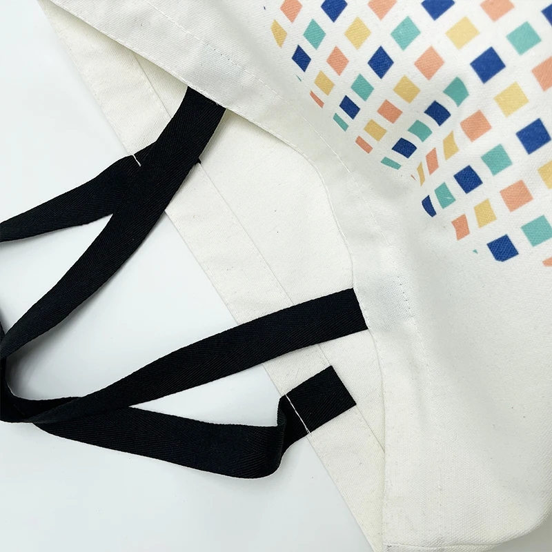 Custom Cotton Canvas Beach Tote Shopping Bag With Logo details