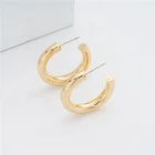 Chunky Earrings Earrings Copper Hoop Earrings BXY C Shape Copper Thick Chunky Gold Plated Hoop Earrings