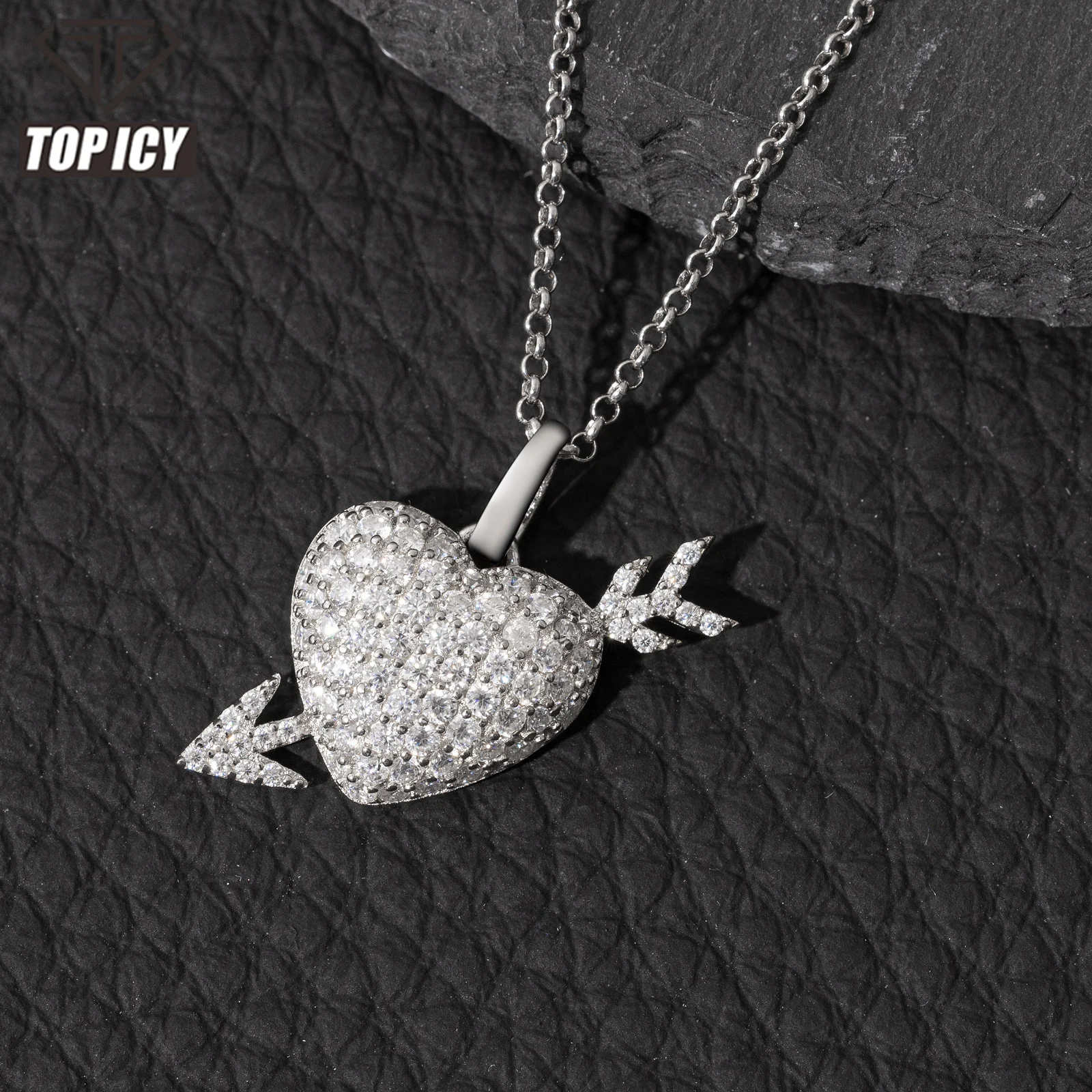 Pass Diamond Tester Moissanite 925 Sterling Silver Heart Pendant Iced Out Moissanite Pendant  Silver Necklace  Women Jewelry