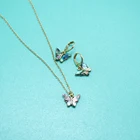 Abalone Pendant Fashion Abalone Shell Butterfly Pendant Jewelry Set Necklace