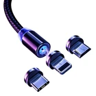 Wholesale 3 In 1 Magnetic Usb Cable 2.4a Fast Charge 360 Degree Rotation 3pin Data Transfer Magnetic Charging Cable