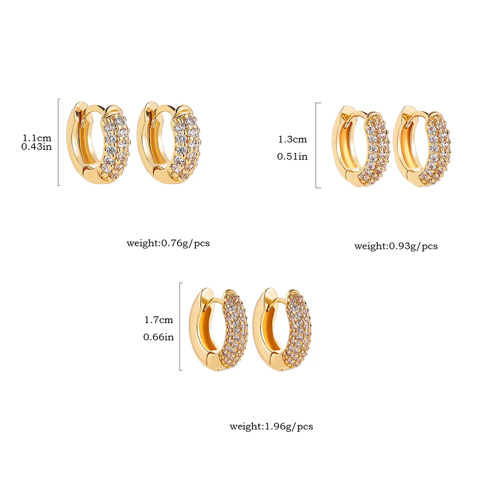 New Gold Plated Huggie Earrings With Cz Zircon Thin Ear Hoops Cartilage