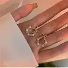 Elegant Earrings Vintage Elegant Dainty Bling Bling Rhinestone Circle Bowknot Pearl Stud Earrings Women