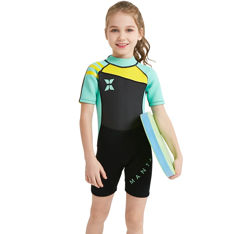 2-5mm Keep Warm One Piece Kids Short Sleeve Snorkeling Suit Drifting Swimsuit Shorty Diving Wetsuits