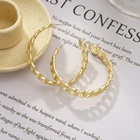 Gold Hoop Earrings Earrings Chain Hoop Earrings 18K Gold Plated Custom Big Cuban Chain Link Hoop Earrings