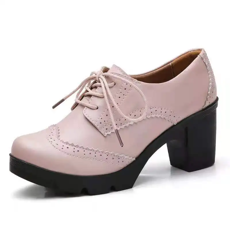Amazon.com: DADAWEN - Zapatos clásicos de cuero para mujer, con cordones,  de tacón medio cuadrado y grueso con plataforma y puntera, para pantalones  oxford y vestidos : Ropa, Zapatos y Joyería