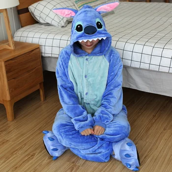 Winter Adults Animal Stitch Totoro Onesies Women Men Long Sleeve Pajamas Frog Cat Cartoon Costumes Jumpsuits Christmas Hooded