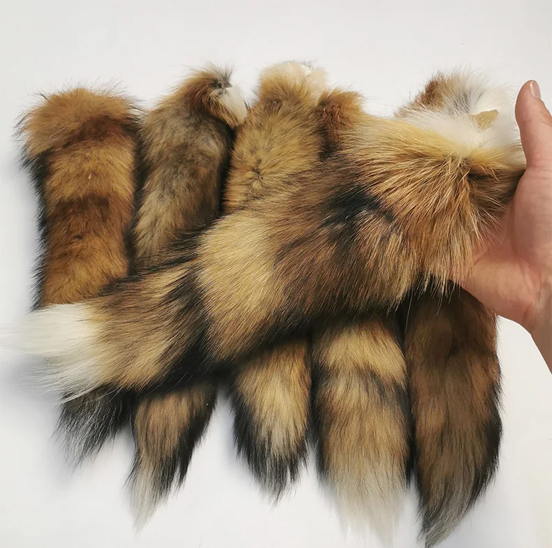 real fox fur tail fluffy fox fur tail keychain