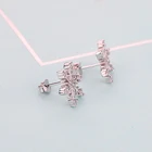 Earrings Pink Earrings 925 Silver Women Gold Baguette Cubic Zirconia Hoop Wedding Earrings