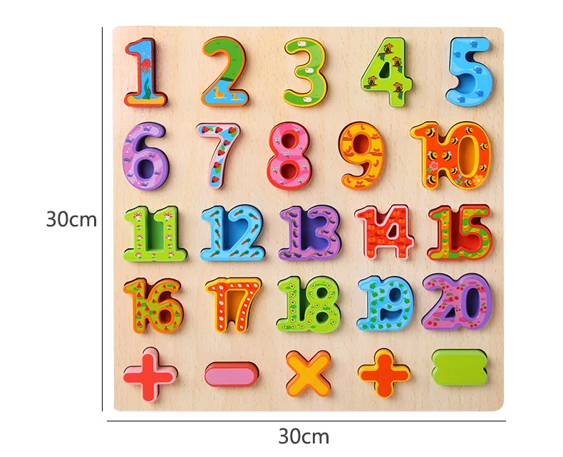 Kostenlose Probe Holz Alphabet Puzzle ABC Buchstaben und Zahlen Puzzles für Kleinkinder Vorschul-Lernspielzeug für Kinder Puzzle Geschenkfabrik