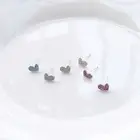 Stud Pink Elegant Women Small Stud 925 Sterling Silver Colorful Pink Zircon Heart Stud Earring