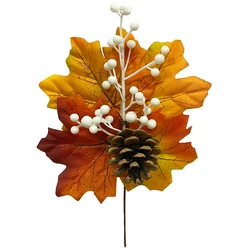 Silk Maple Leaves Branches Autumn Artificial Pumpkin Pine Home Christmas Decoration Needle Berry Twig Stem Simulation
