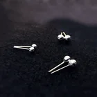 Earrings Genuine 925 Sterling Silver Solid CZ Ball Bead Earrings Ear Piercing Studs