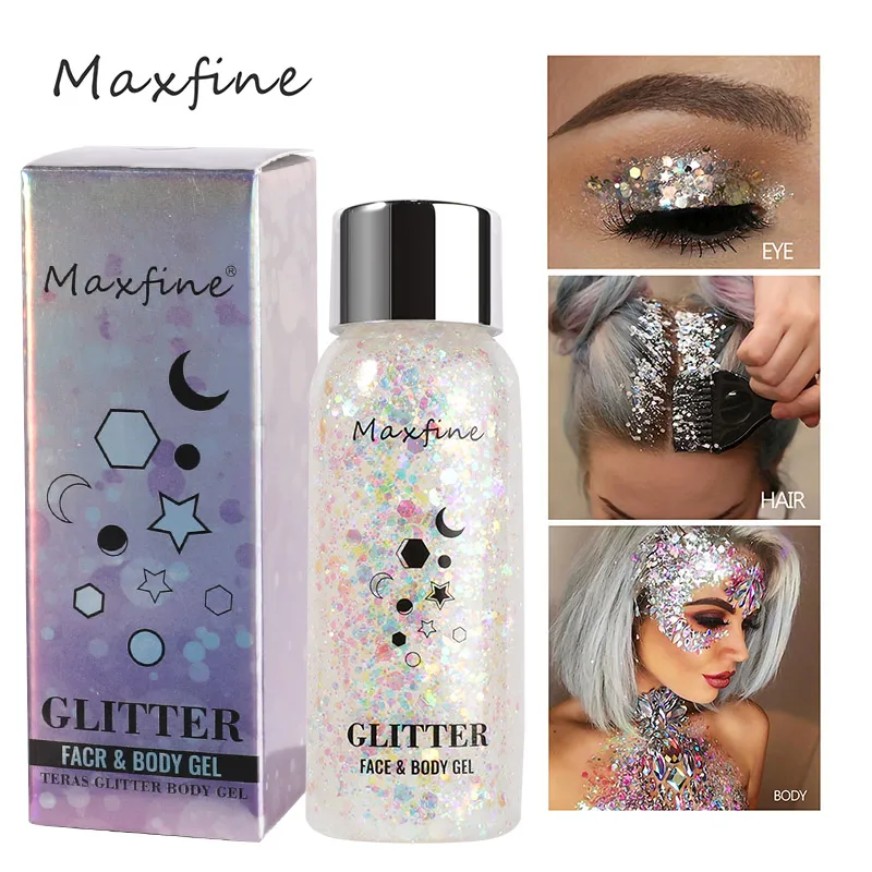 Body Glitter Gel Face Makeup Long Lasting Mermaid Sequins Eye Hair Glitter Party Carnival Music Festival Glitter