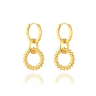 Charm Earrings S925 Sterling Silver Creative Personalized New Flower Charm Hanging Circle Earrings