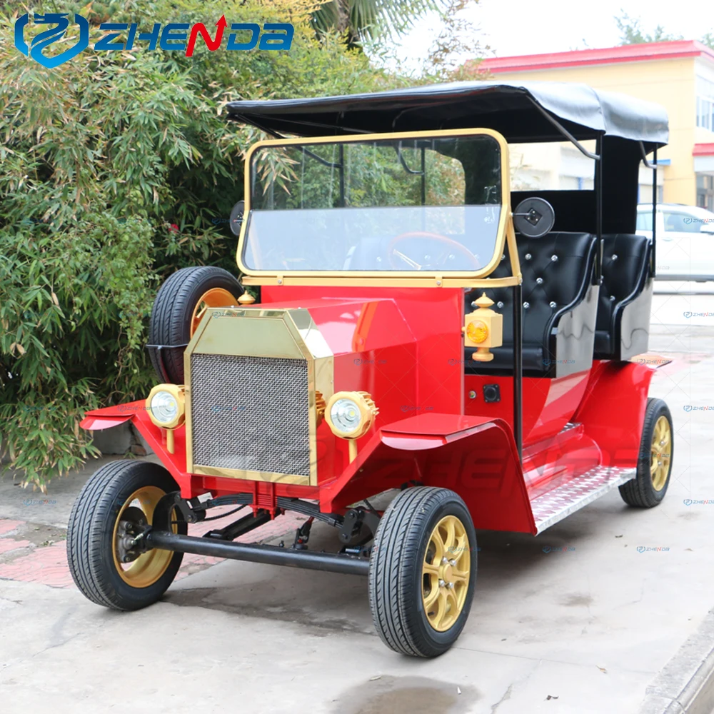 5 Seats Electric Vintage Classic Car Sightseeing Car Battery Operated Golf Cart