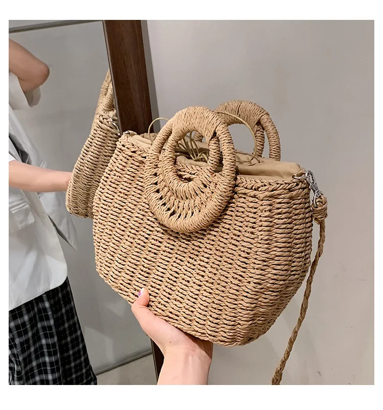 wholesale straw bags New Design Ladies Fashion Handbag beach bag handmade large Woven straw tote bag  fashion ladies