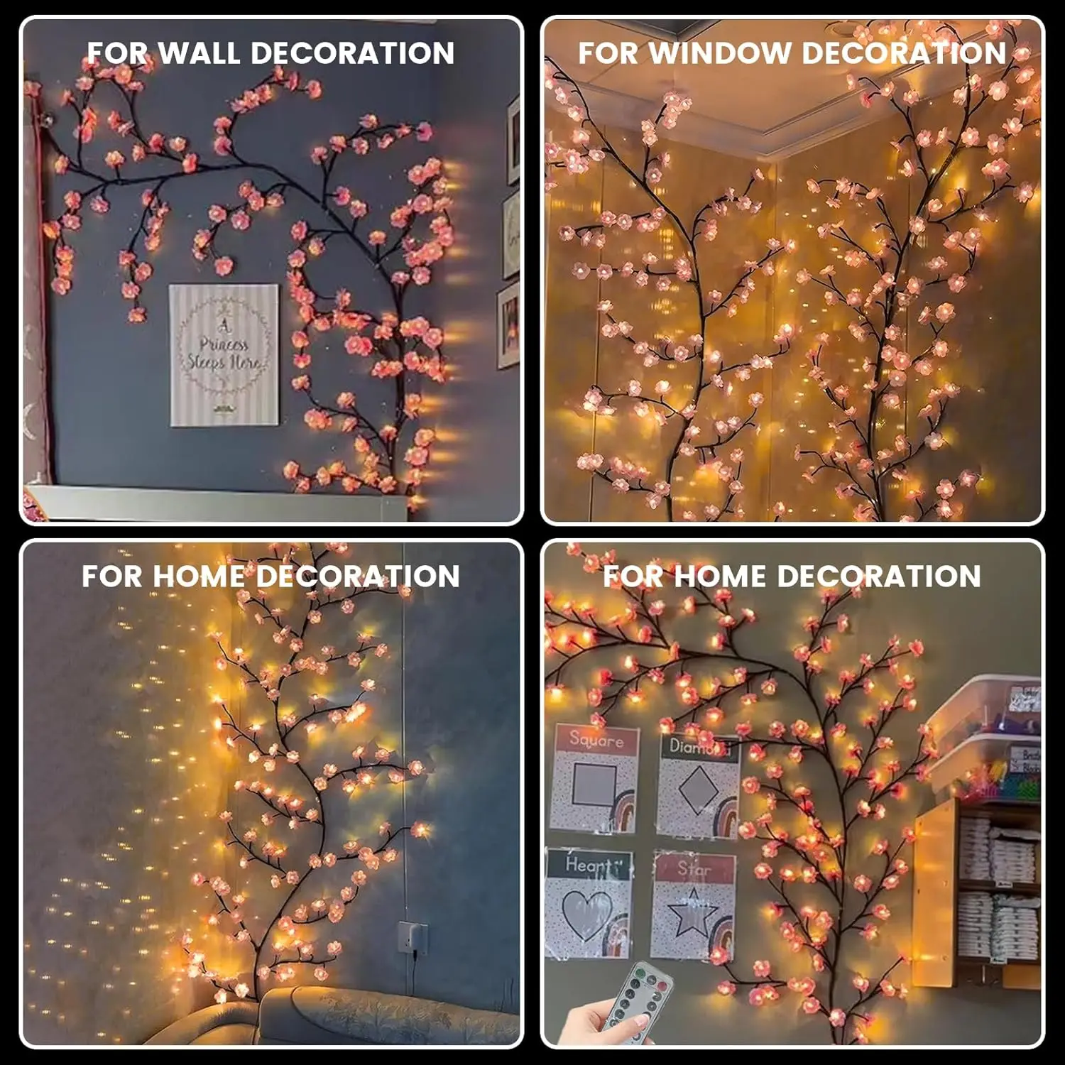 Tsinye Cherry LED Tree Branch Lights for Wall Cherry Blossom Willow Vine Twig Decor Garland Christmas Decorations for Home Wall