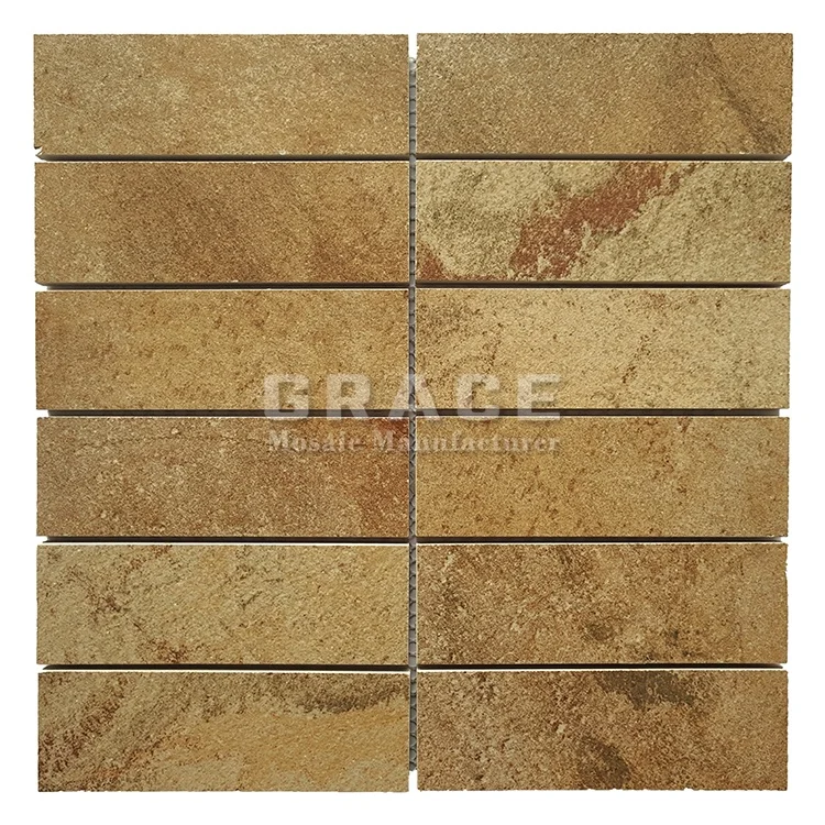 yellowish brown porcelain floor tile ceramic mosaic waterjet